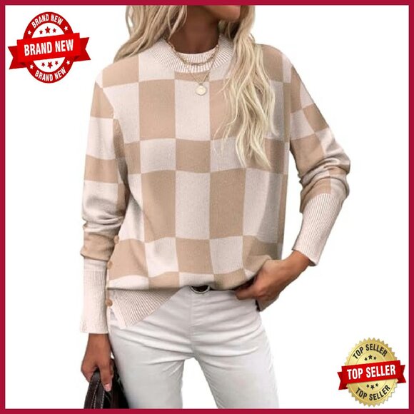 Loose Knit Side Button Pullover Sweater Tunic Length Casual Top - Picture 2 of 8